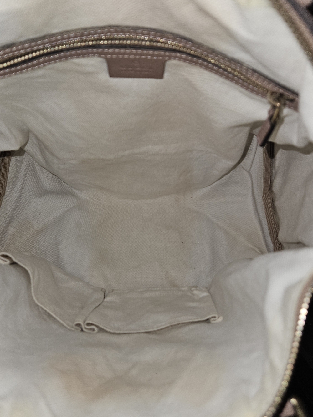 Gucci Beige GG Canvas Boston with Pink Trim and Striped Center - Picture 12 of 13